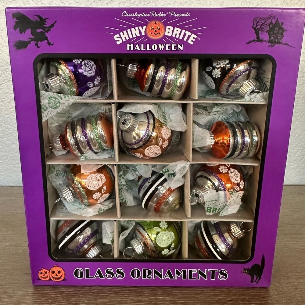 Christopher Radko Shiny Brite Halloween Vintage Ornaments 12-ct